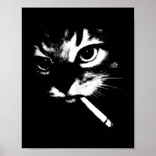 Cigarette Kitten Grappig Roken Kat Meme Gangster C Poster