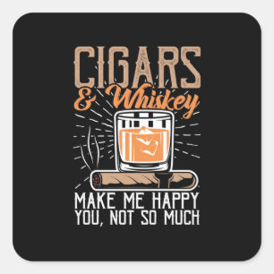 Cigars en Whiskey maken me gelukkig Vierkante Sticker