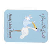 Cigogne Baby Boy Shower Magnet Bleu Enregistrer la (Horizontal)