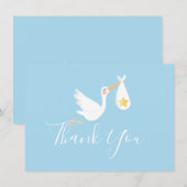 Cigogne bébé garçon bleu Étoile d'or Script Merci (Devant / Derrière)