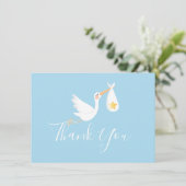 Cigogne bébé garçon bleu Étoile d'or Script Merci (Debout devant)
