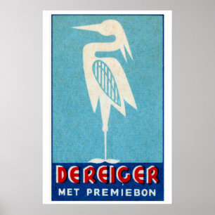 Cigogne blanche - Impression boîte d'allumettes -