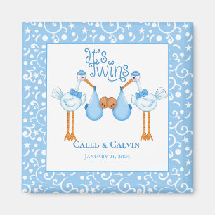 Cigogne tenant des jumeaux afro-américains Magnet