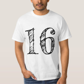 cijfer 16 gigantisch manuscript t-shirt