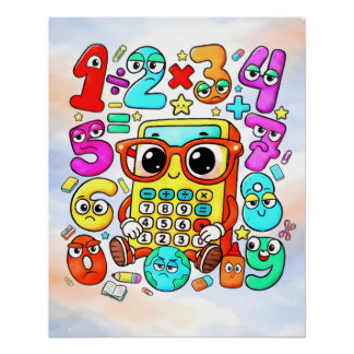 Cijferdag Mooie Rekenmachine Wiskunde Ontwerp Perfect Poster