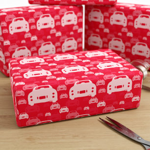 Cijfers Car Car Pattern Red Wrapping Paper Cadeaupapier