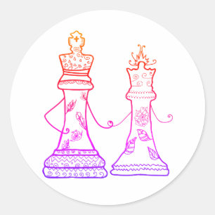 Cijfers Chess, Queen & King Love Sticker