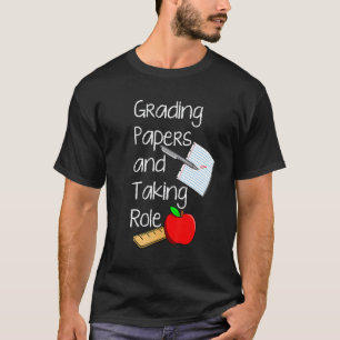 Cijfers controleren en rol aannemen School leraa T-shirt