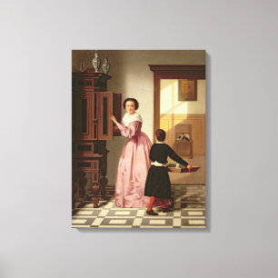 Cijfers in een Laundryroom, 1864 (olie op canvas) Canvas Afdruk