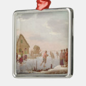 Cijfers in een winterlandschap metalen ornament (Links)