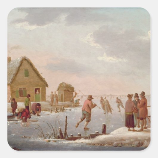 Cijfers in een winterlandschap vierkante sticker (Voorkant)
