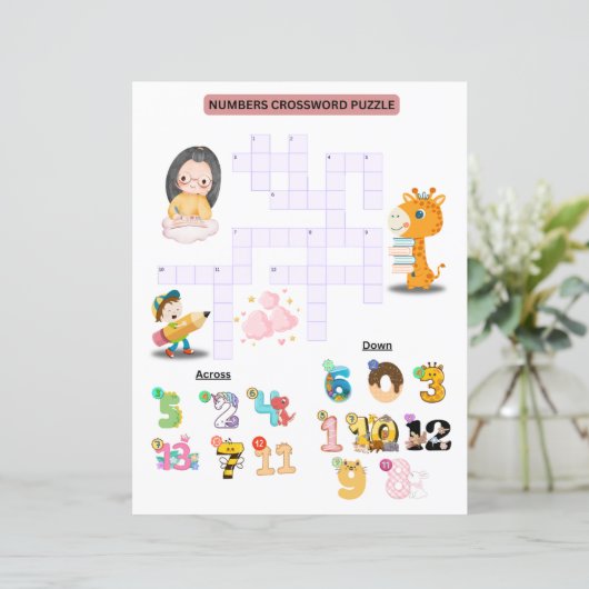 Cijfers Kruiswoordpuzzel voor Kinderen Leuk Leren (Staand voorkant)