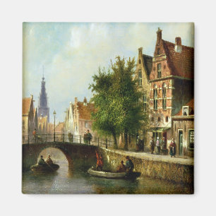 Cijfers op een kanaal in Amsterdam (olie op het pa Magneet