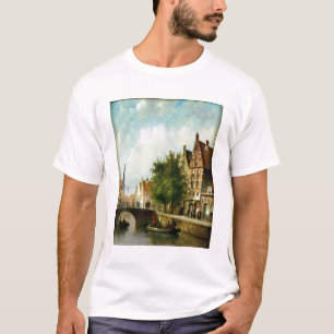 Cijfers op een kanaal in Amsterdam (olie op het pa T-shirt