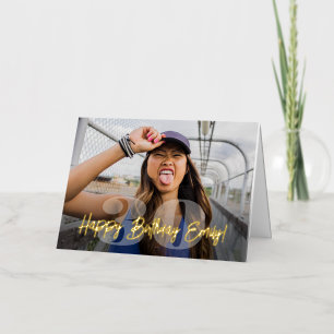 Cijfers Vet Foto-overlay Happy Verjaardag Schrift Folie Wenskaart