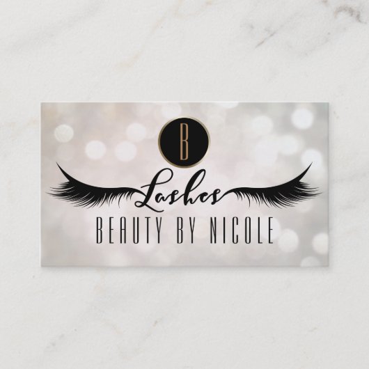 Cils Carte de fidélité client Bokeh Blanc LASHES (Devant)