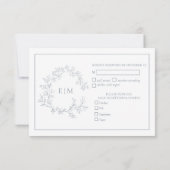 Cimetière bleu Dusty Monogramme Mariage Carte RSVP (Dos)