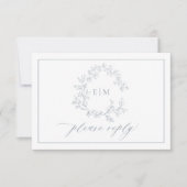Cimetière bleu Dusty Monogramme Mariage Carte RSVP (Devant)