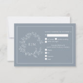 Cimetière bleu Dusty Monogramme Mariage Carte RSVP (Dos)