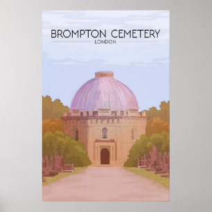 Cimetière Brompton Londres Affiche de voyage