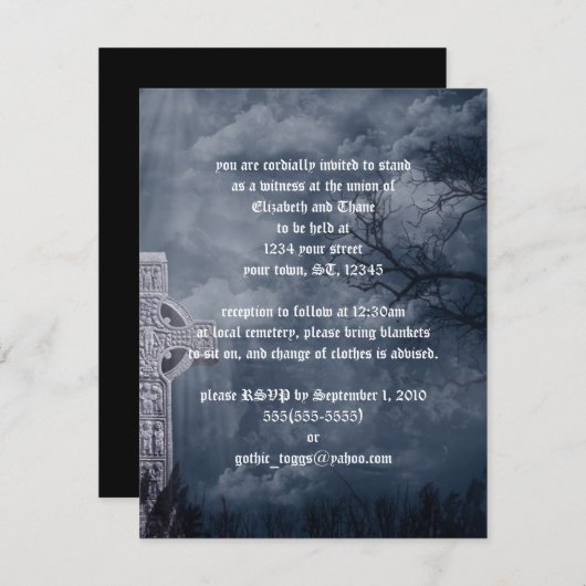 Cimetière Cross Imaginaire Goth Faire-part de mari (Devant / Derrière)