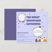 Cimetière de fantômes mignons – Invitation Hallowe (Devant / Derrière)