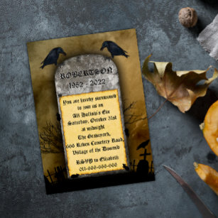 Cimetière de Raven Invitation d'Halloween Déplaisa