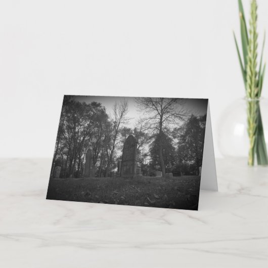 "Cimetière Lakeside Noir & Blanc" Carte Hallowe’en (Devant)