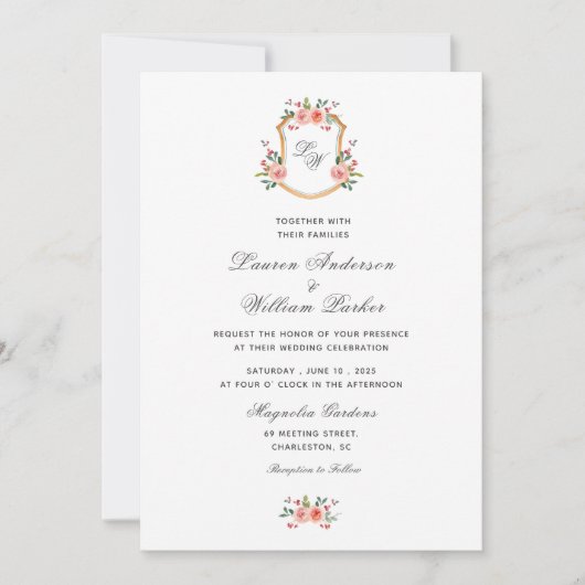 Cimetière monogramme avec fleurs Faire-part de mar (Devant)