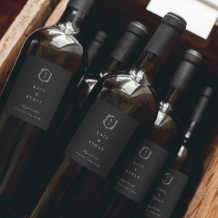 Cimier Botanique Monogramme Mariage Étiquette de v