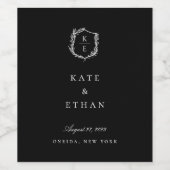 Cimier Botanique Monogramme Mariage Étiquette de v (Étiquettes simples)