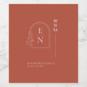 Cimier Botanique Monogramme Mariage Étiquette de v (Étiquettes simples)