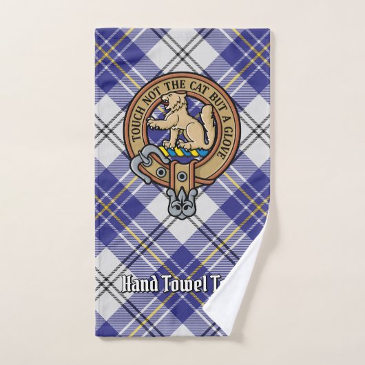 Cimier du clan MacPherson sur tartan bleu de robe (Serviette à main)
