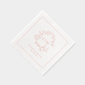 Cimier feuillus moderne Monogramme Mariage Rose or (Droite)