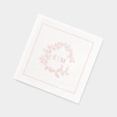 Cimier feuillus moderne Monogramme Mariage Rose or (Gauche)
