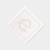 Cimier feuillus moderne Monogramme Mariage Rose or (Droite)