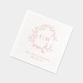 Cimier feuillus moderne Monogramme Mariage Rose or (Gauche)