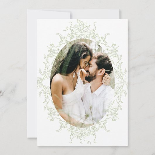 Cimier floral classique Enregistrer la date Carte (Dos)