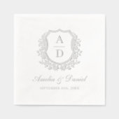 Cimier Floral moderne Monogramme Mariage Argent (Recto)