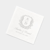 Cimier Floral moderne Monogramme Mariage Argent (Gauche)
