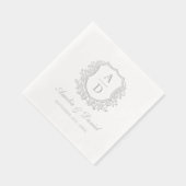 Cimier Floral moderne Monogramme Mariage Argent (Droite)
