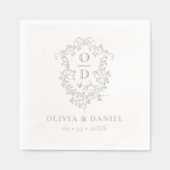 Cimier Floral moderne Monogramme Mariage Argent (Recto)