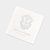 Cimier Floral moderne Monogramme Mariage Argent (Gauche)