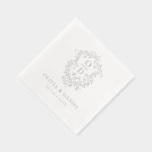 Cimier Floral moderne Monogramme Mariage Argent (Droite)