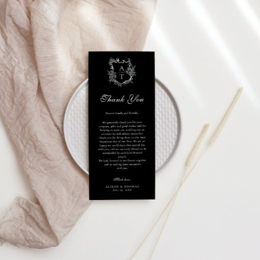 Cimier Floral Monogramme Mariage Merci Carte Place