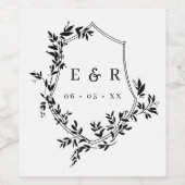 Cimier noir classique et Feuille Étiquette de vin  (Étiquettes simples)