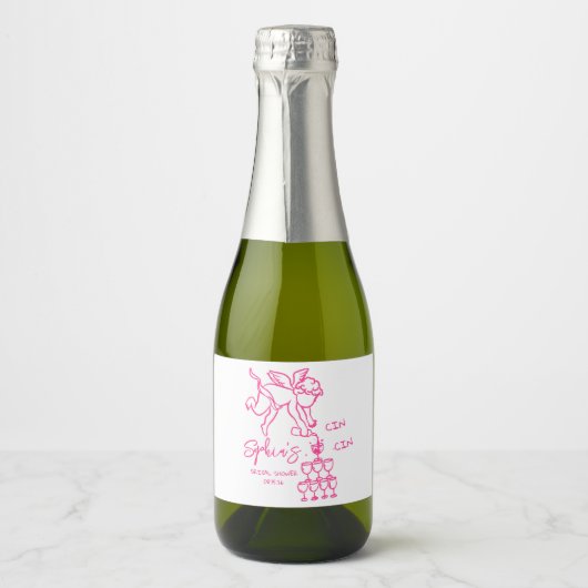 Cin Cin Cherub Hand getekend Cupid Icon Vrijgezell Sparkling Wijnetiket (Voorkant)
