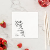 Cin Cin Cherub Hand getrokken Cupido Icon Bruiloft Servet (Insitu)