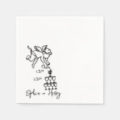 Cin Cin Cherub Hand getrokken Cupido Icon Bruiloft Servet (Voorkant)