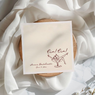 Cin Cin Maroon Hand getrokken Bachelorette Servet